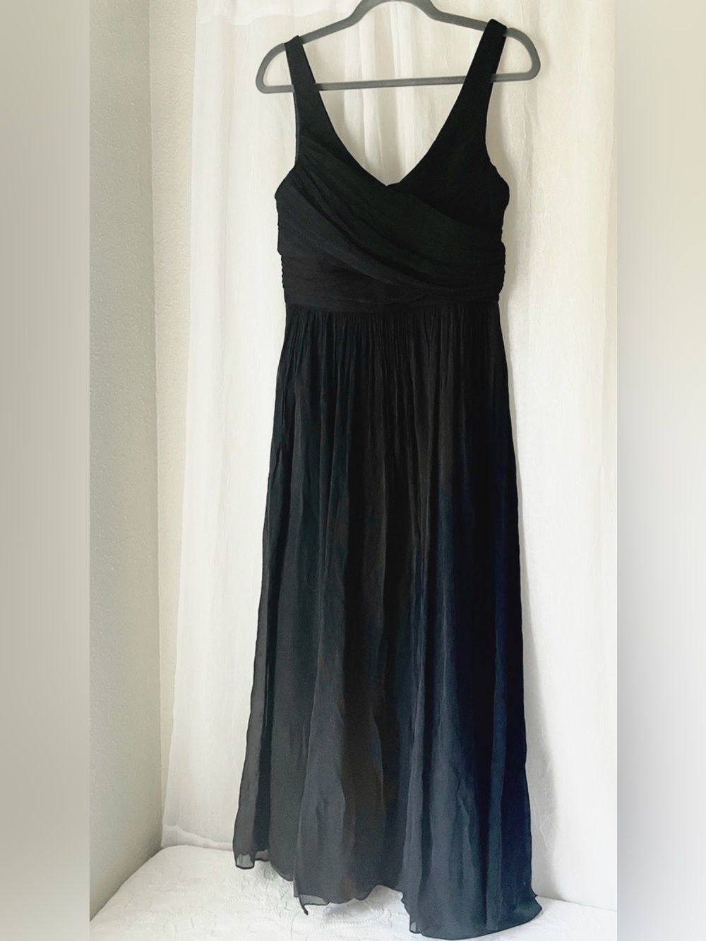 J Crew Black Silk Chiffon Bridesmaid special occasion Dress Size 10